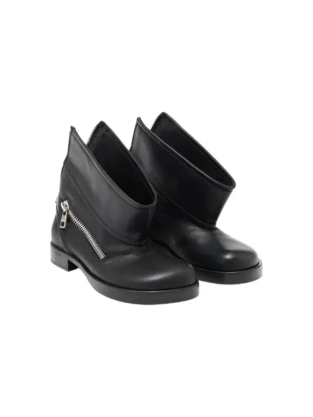 JW Anderson Women's Leather Zip Biker Booties - Black