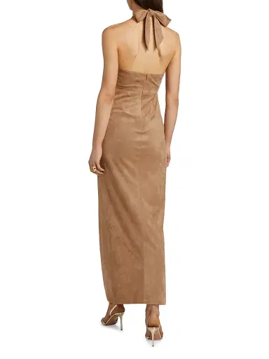 Ronny Kobo Women's Brigita Faux-Suede Halterneck Maxi Dress - Tan | Thumbnail 5 Ronny Kobo Women's Brigita Faux-Suede Halterneck Maxi Dress - Tan | Thumbnail 5