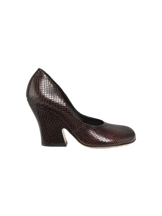 Dries Van Noten Women's Snakeskin-Embossed Leather Pumps - Dark Brown