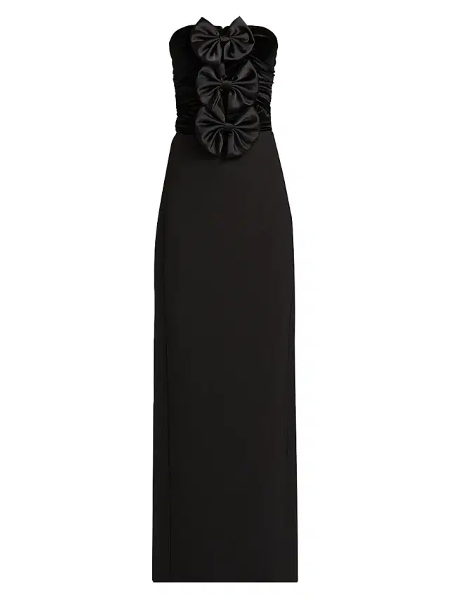 Ronny Kobo Women's Constance Bow Cut-Out Column Gown - Black