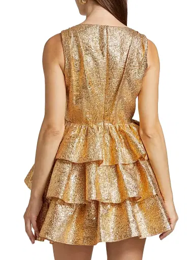 AKNVAS Women's Harper Tiered Metallic Minidress - Gold | Thumbnail 5 AKNVAS Women's Harper Tiered Metallic Minidress - Gold | Thumbnail 5