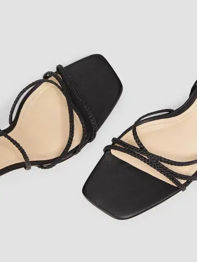 22élevé Women's 70MM Braided Leather Sandals - Black - Size 7 | Thumbnail 4