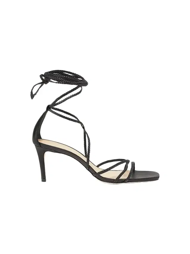 22élevé Women's 70MM Braided Leather Sandals - Black - Size 7