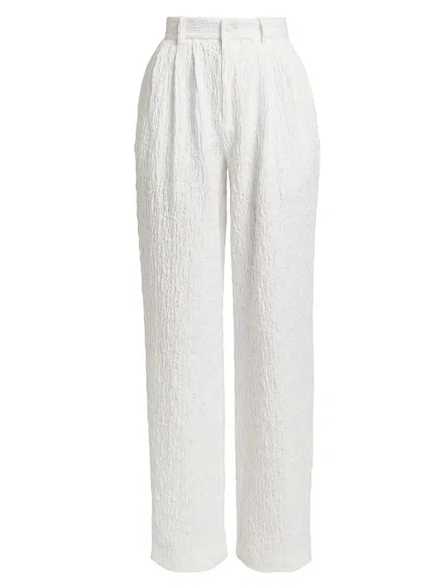 Ronny Kobo Women's Krew Crinkled Straight-Leg Pants - Textured Cotton