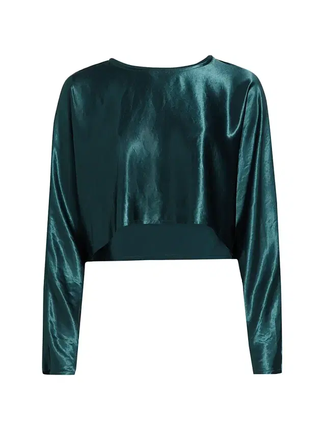 Nonchalant Label Women's Emilia Satin Crop Blouse - Emerald Green