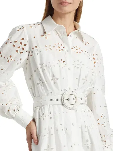Hemant & Nandita Women's Adya Buckle Shirt Minidress - Off White | Thumbnail 6 Hemant & Nandita Women's Adya Buckle Shirt Minidress - Off White | Thumbnail 6