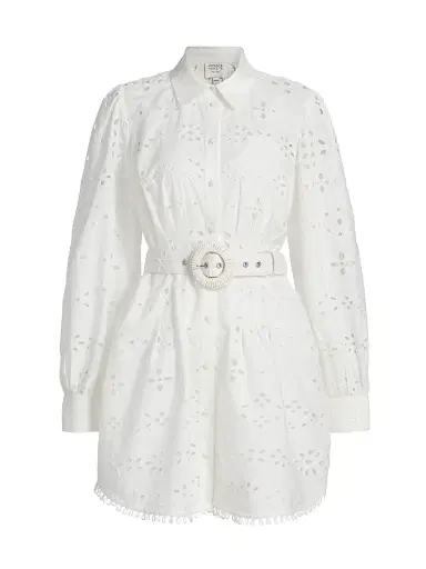 Hemant & Nandita Women's Adya Buckle Shirt Minidress - Off White | Thumbnail 1 Hemant & Nandita Women's Adya Buckle Shirt Minidress - Off White | Thumbnail 1