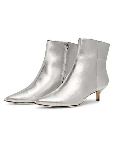 22élevé Women's Metallic Leather Kitten-Heel Booties - Prata - Size 7 | Thumbnail 2