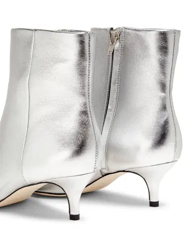 22élevé Women's Metallic Leather Kitten-Heel Booties - Prata - Size 7 | Thumbnail 3