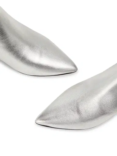 22élevé Women's Metallic Leather Kitten-Heel Booties - Prata - Size 7 | Thumbnail 4