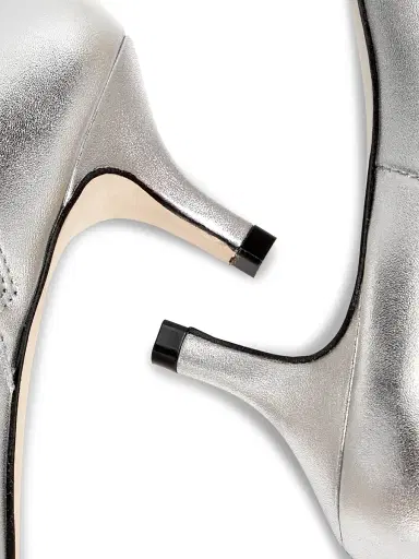 22élevé Women's Metallic Leather Kitten-Heel Booties - Prata - Size 7 | Thumbnail 5