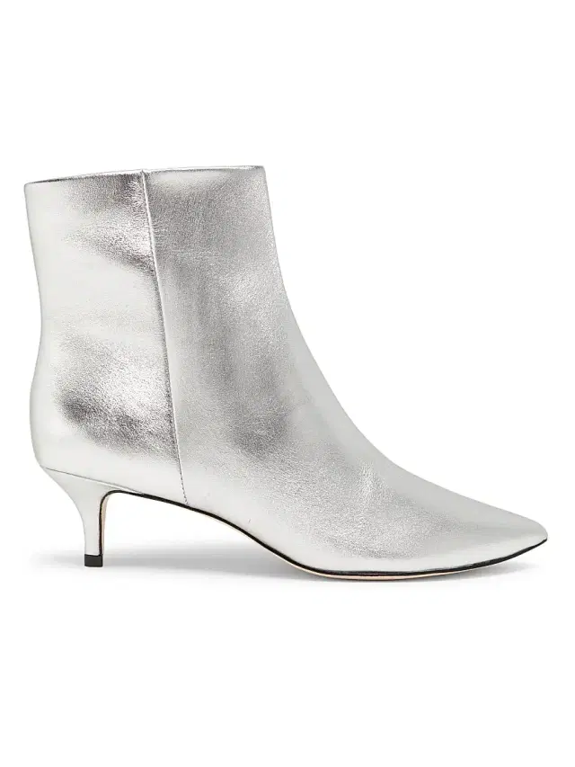 22élevé Women's Metallic Leather Kitten-Heel Booties - Prata - Size 7