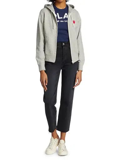 Comme des Garçons PLAY Women's Heart Back Zip Hoodie - Grey - Size Medium | Thumbnail 2 Comme des Garçons PLAY Women's Heart Back Zip Hoodie - Grey - Size Medium | Thumbnail 2