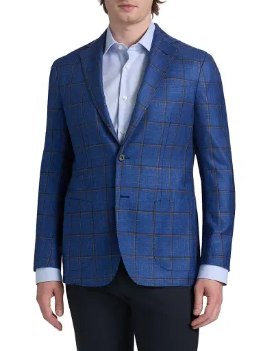Sartorio Napoli Men's Plaid Wool-Blend Sport Coat - Blue - Size 40 | Thumbnail 3 Sartorio Napoli Men's Plaid Wool-Blend Sport Coat - Blue - Size 40 | Thumbnail 3