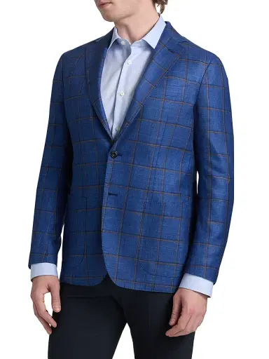 Sartorio Napoli Men's Plaid Wool-Blend Sport Coat - Blue - Size 40 | Thumbnail 4 Sartorio Napoli Men's Plaid Wool-Blend Sport Coat - Blue - Size 40 | Thumbnail 4