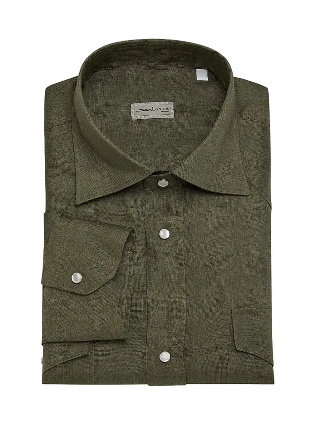Sartorio Napoli Men's Texas Linen Shirt - Green