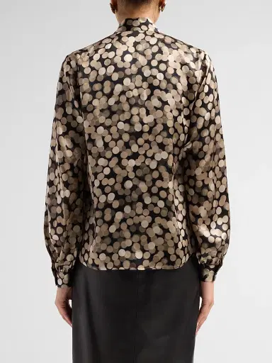 Kiton Women's Printed Silk Shirt - Black Sand - Size 14 | Thumbnail 3 Kiton Women's Printed Silk Shirt - Black Sand - Size 14 | Thumbnail 3