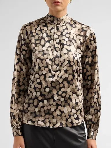 Kiton Women's Printed Silk Shirt - Black Sand - Size 14 | Thumbnail 5 Kiton Women's Printed Silk Shirt - Black Sand - Size 14 | Thumbnail 5