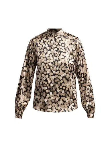 Kiton Women's Printed Silk Shirt - Black Sand - Size 14 | Thumbnail 1 Kiton Women's Printed Silk Shirt - Black Sand - Size 14 | Thumbnail 1