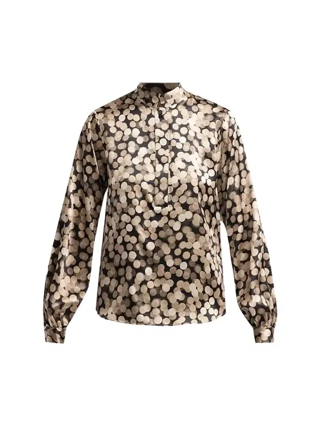 Kiton Women's Printed Silk Shirt - Black Sand