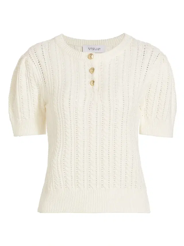 DEREK LAM 10 CROSBY Women's Shea Mixed-Stitch Puff-Sleeve Sweater
