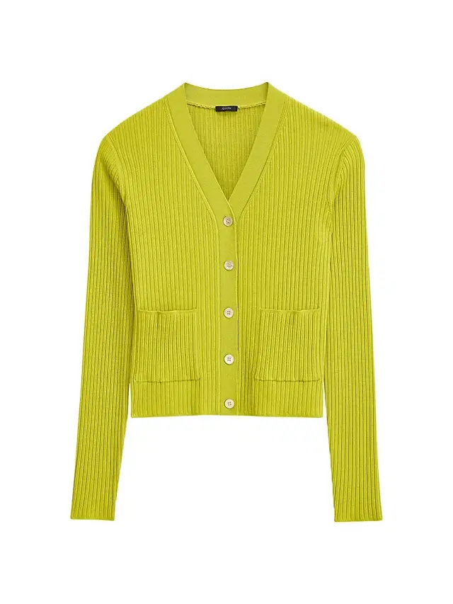 Joseph Women's Merino Wool Ribbed Cardigan - Bright Green