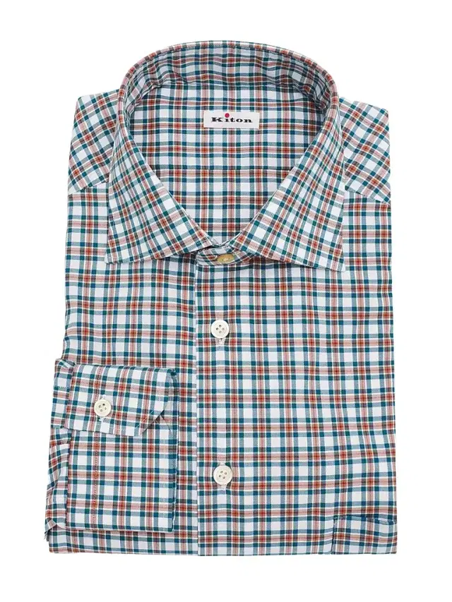 Kiton Men's Cotton Plaid Classic-Fit Dress Shirt - Bottle Green