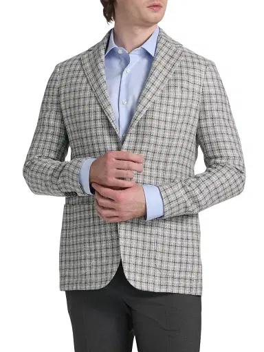 Sartorio Napoli Men's Plaid Linen-Blend Sport Coat - Grey - Size 40 | Thumbnail 3
