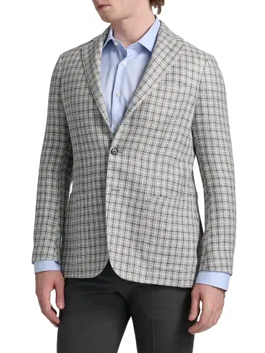 Sartorio Napoli Men's Plaid Linen-Blend Sport Coat - Grey - Size 40 | Thumbnail 4
