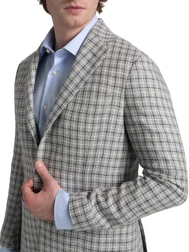 Sartorio Napoli Men's Plaid Linen-Blend Sport Coat - Grey - Size 40 | Thumbnail 6