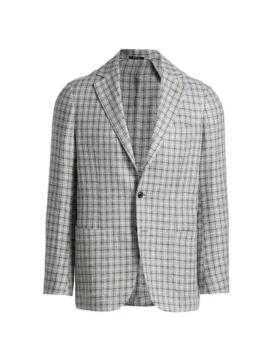Sartorio Napoli Men's Plaid Linen-Blend Sport Coat - Grey - Size 40 | Thumbnail 1