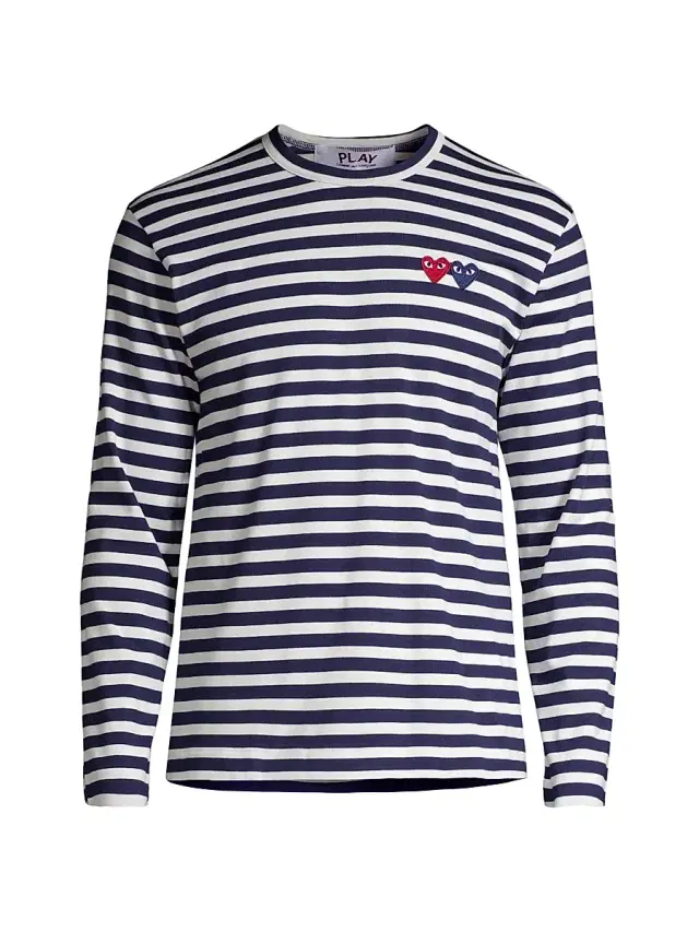 Comme des Garçons PLAY Men's Two Hearts Cotton T-Shirt - Navy