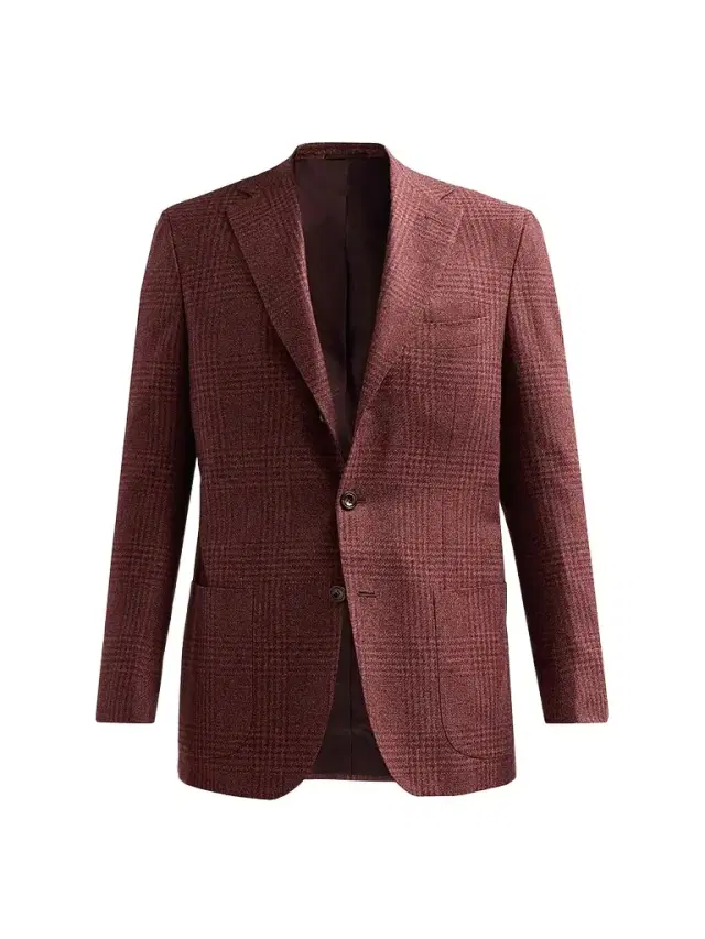 Kiton Men's Plaid Cashmere-Cotton-Silk Sport Coat - Bordeaux
