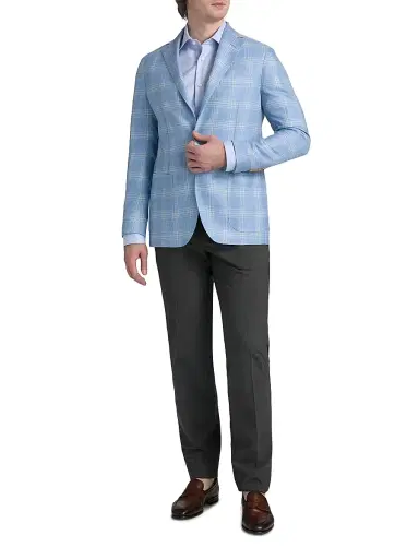 Sartorio Napoli Men's Plaid Wool-Blend Sport Coat - Light Blue - Size 40 | Thumbnail 2 Sartorio Napoli Men's Plaid Wool-Blend Sport Coat - Light Blue - Size 40 | Thumbnail 2