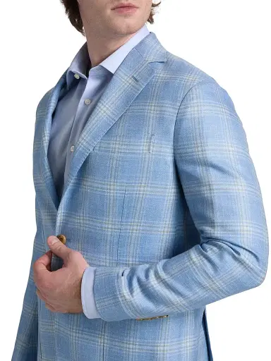 Sartorio Napoli Men's Plaid Wool-Blend Sport Coat - Light Blue - Size 40 | Thumbnail 6 Sartorio Napoli Men's Plaid Wool-Blend Sport Coat - Light Blue - Size 40 | Thumbnail 6