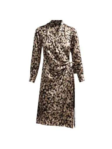 Kiton Women's Printed Silk Wrap Midi Dress - Black Sand - Size 12 | Thumbnail 1