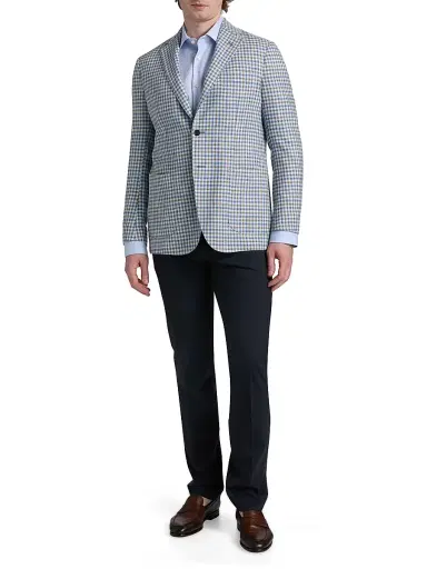 Sartorio Napoli Men's Gingham Wool-Blend Sport Coat - Light Blue - Size 40 | Thumbnail 2