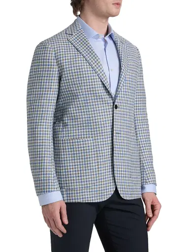 Sartorio Napoli Men's Gingham Wool-Blend Sport Coat - Light Blue - Size 40 | Thumbnail 4