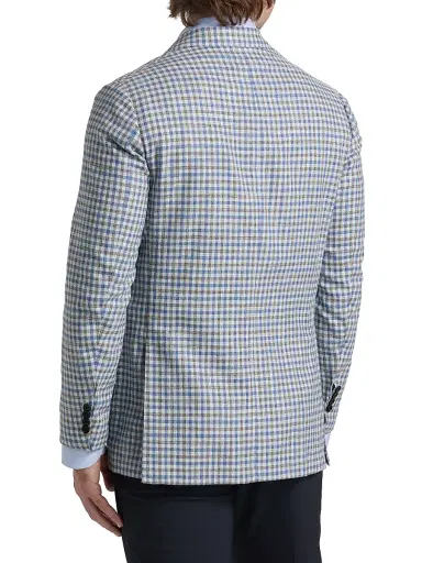 Sartorio Napoli Men's Gingham Wool-Blend Sport Coat - Light Blue - Size 40 | Thumbnail 5