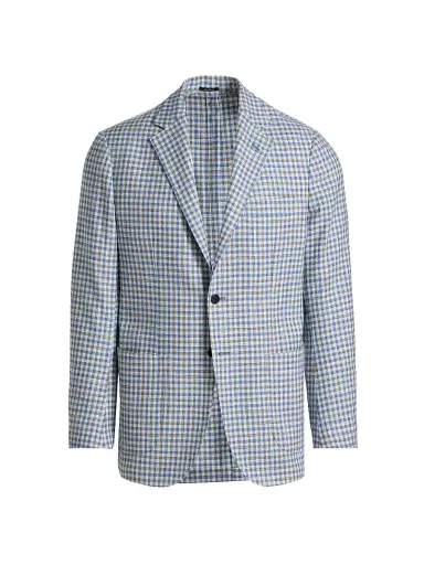 Sartorio Napoli Men's Gingham Wool-Blend Sport Coat - Light Blue - Size 40 | Thumbnail 1