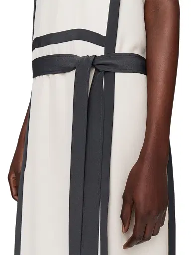 Joseph Women's Muguet Silk Crepe Shift Midi-Dress - White Grey | Thumbnail 5 Joseph Women's Muguet Silk Crepe Shift Midi-Dress - White Grey | Thumbnail 5