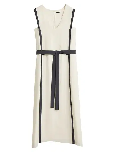 Joseph Women's Muguet Silk Crepe Shift Midi-Dress - White Grey | Thumbnail 1 Joseph Women's Muguet Silk Crepe Shift Midi-Dress - White Grey | Thumbnail 1
