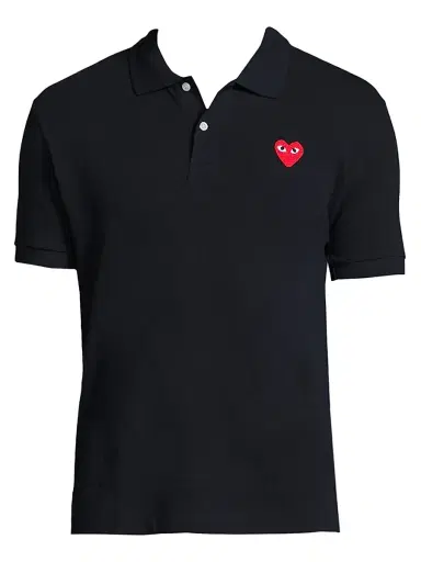 Comme des Garçons PLAY Men's Heart Applique Polo - Navy | Thumbnail 1 Comme des Garçons PLAY Men's Heart Applique Polo - Navy | Thumbnail 1