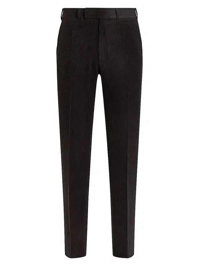ZEGNA Men's Cashmere Wool and Silk Blend Pants - Dark Brown