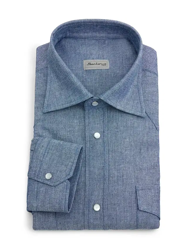Sartorio Napoli Men's Texas Cotton Shirt - Blue