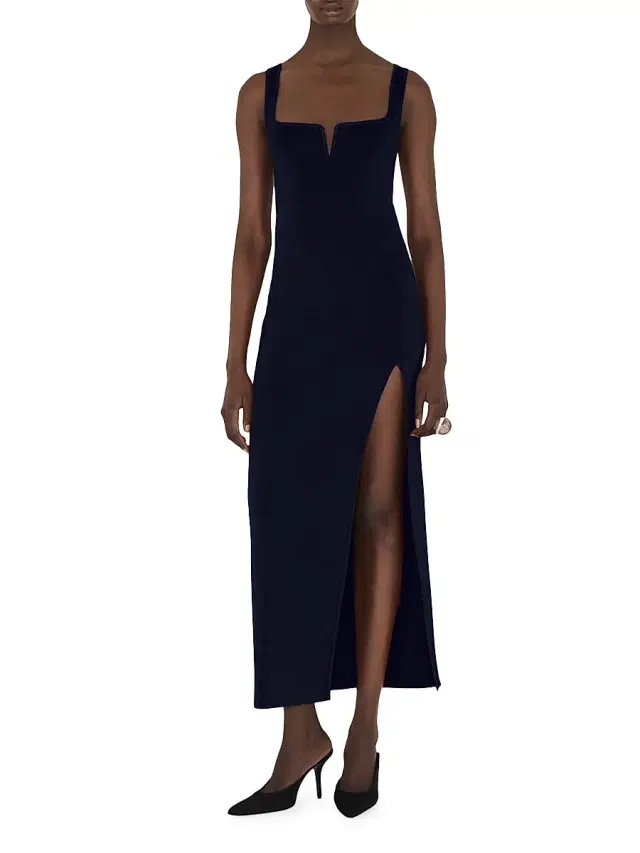 Galvan London Women's Freya Sleeveless Square-Neck Maxi Dress - Midnight