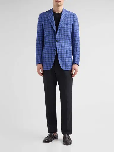 Kiton Men's Checked Cashmere-Cotton-Silk Sport Coat | Thumbnail 2 Kiton Men's Checked Cashmere-Cotton-Silk Sport Coat | Thumbnail 2