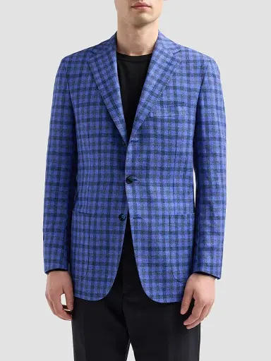 Kiton Men's Checked Cashmere-Cotton-Silk Sport Coat | Thumbnail 4 Kiton Men's Checked Cashmere-Cotton-Silk Sport Coat | Thumbnail 4