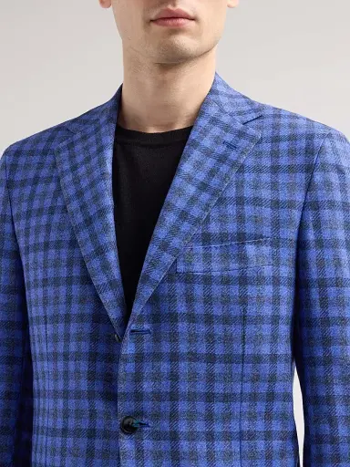 Kiton Men's Checked Cashmere-Cotton-Silk Sport Coat | Thumbnail 5 Kiton Men's Checked Cashmere-Cotton-Silk Sport Coat | Thumbnail 5