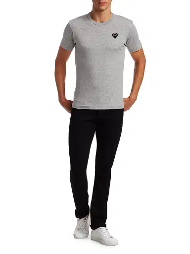 Comme des Garçons PLAY Men's Short Sleeve Tee - Grey | Thumbnail 2